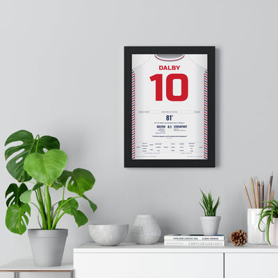 Bolton Wanderers Play-Off Final 2026 Poster - Sam Dalby 10 Wembley Shirt Print framed on a living room wall