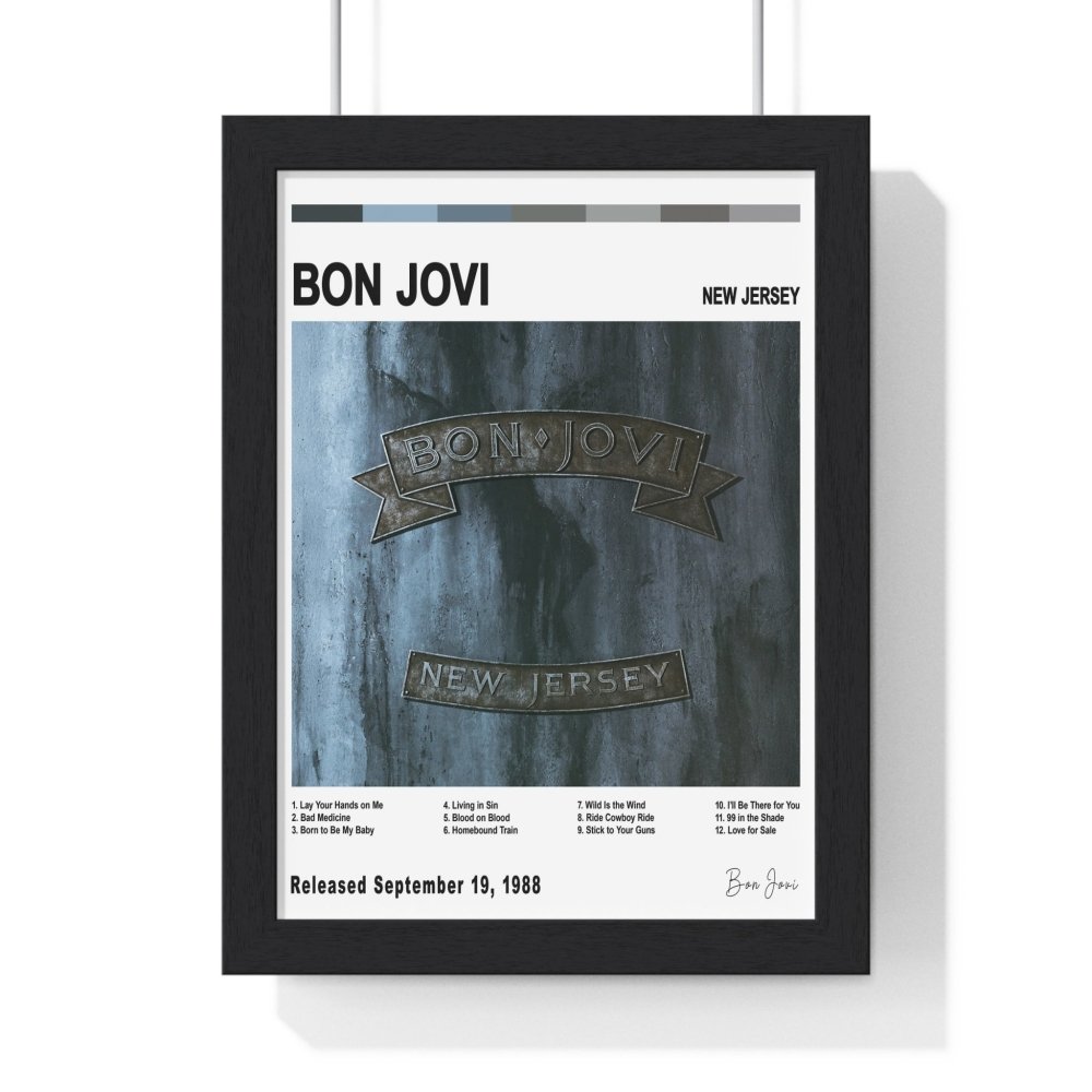 Bon Jovi Album Cover Poster - Poster Kingz - A5 (unframed) - New Jersey - White