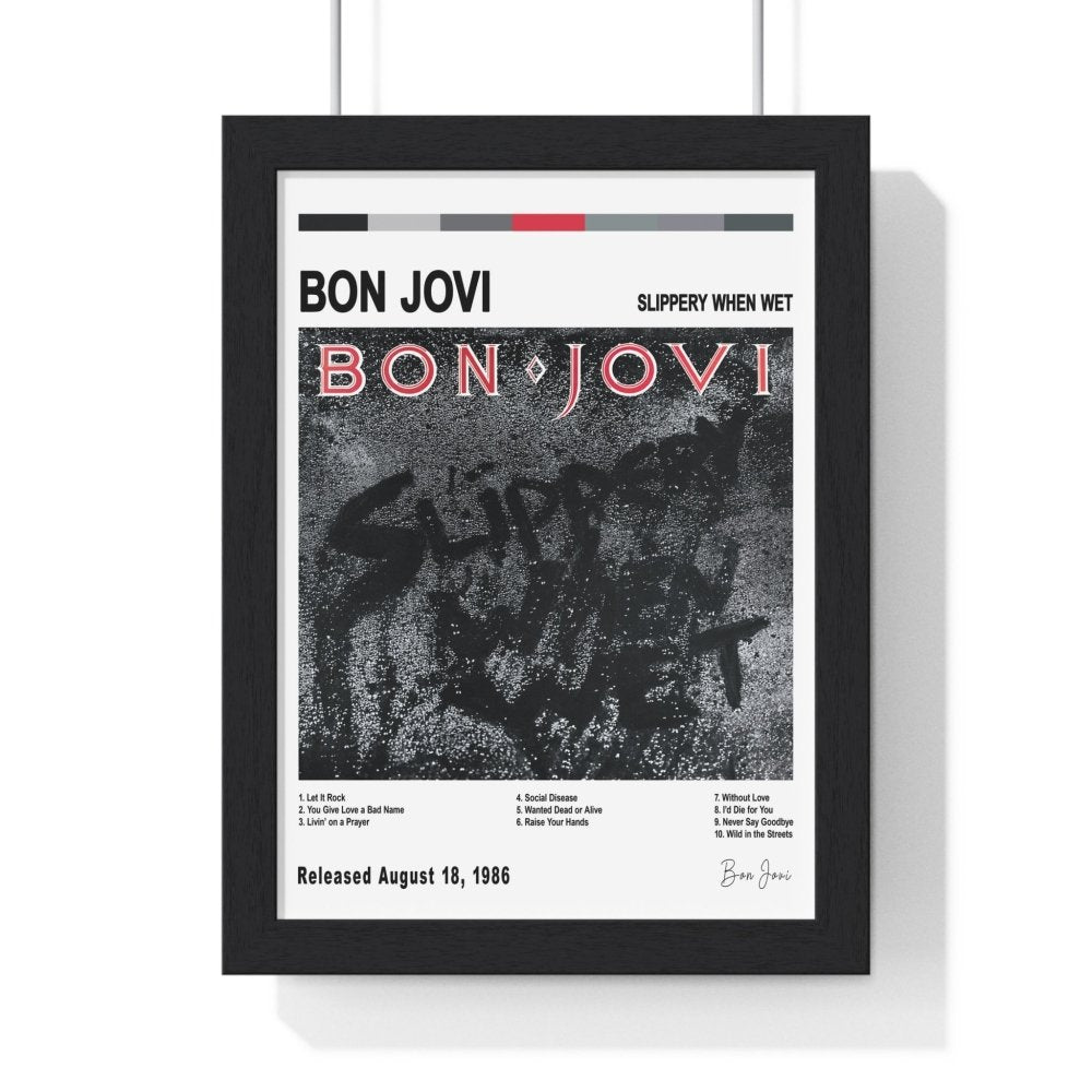 Bon Jovi Album Cover Poster - Poster Kingz - A5 (unframed) - Slippery When Wet - White