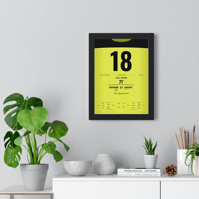 Borussia Dortmund Champions League Final 1997 Poster - Lars Ricken 18 Chip v Juventus Shirt Print framed on a living room wall