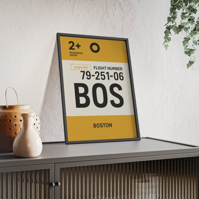 Framed Boston boarding pass travel poster
