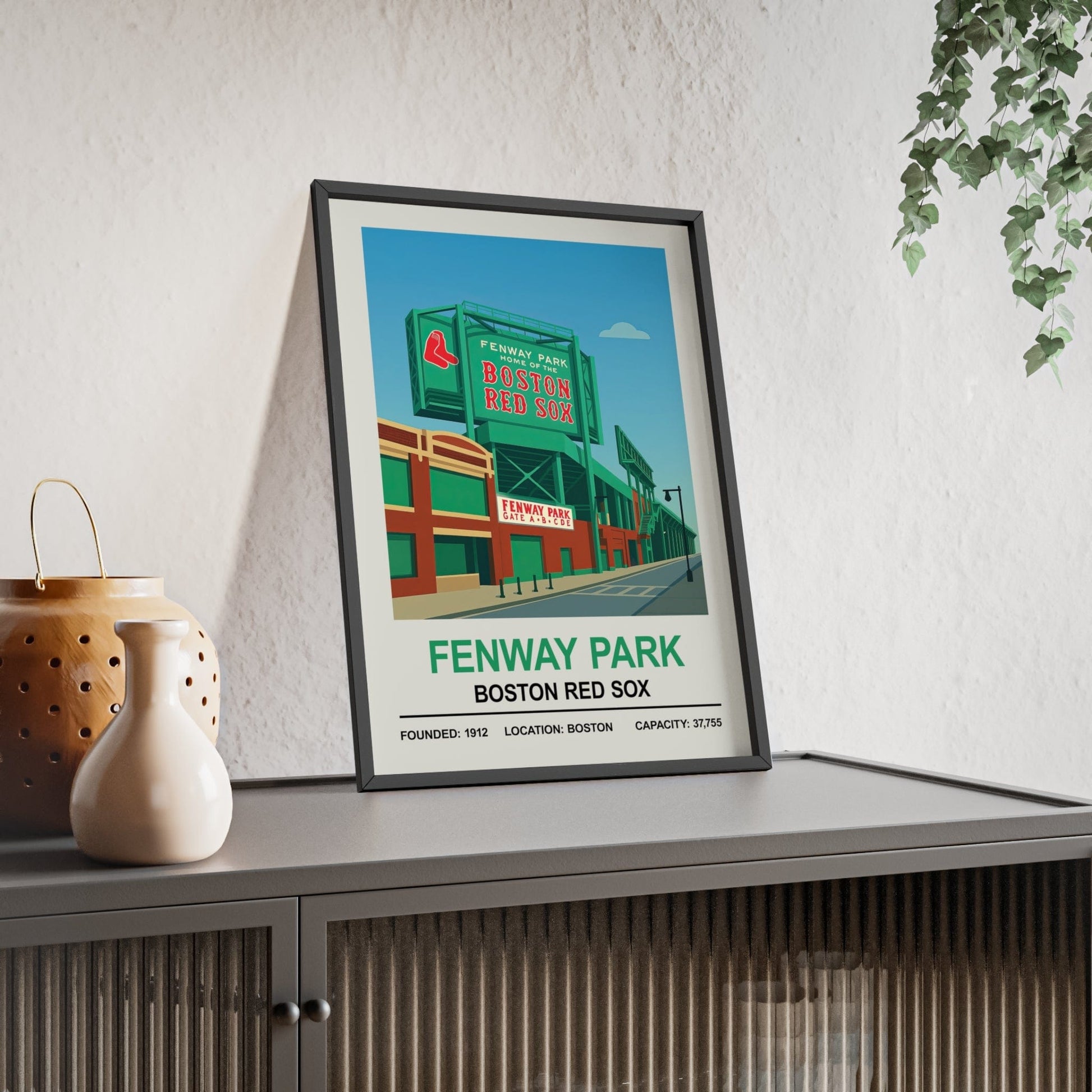 Framed Boston Fenway Park Stadium poster