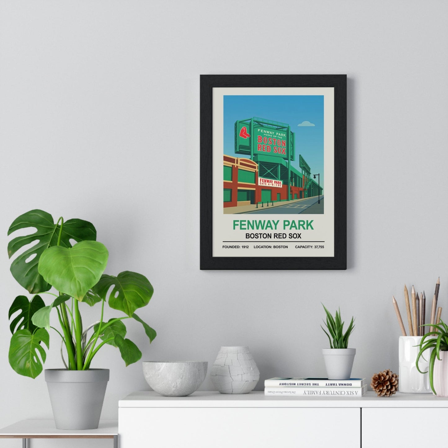 Framed Boston Fenway Park Stadium poster
