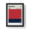 Boston Red Sox colour swatch print framed in a black frame, ready to hang