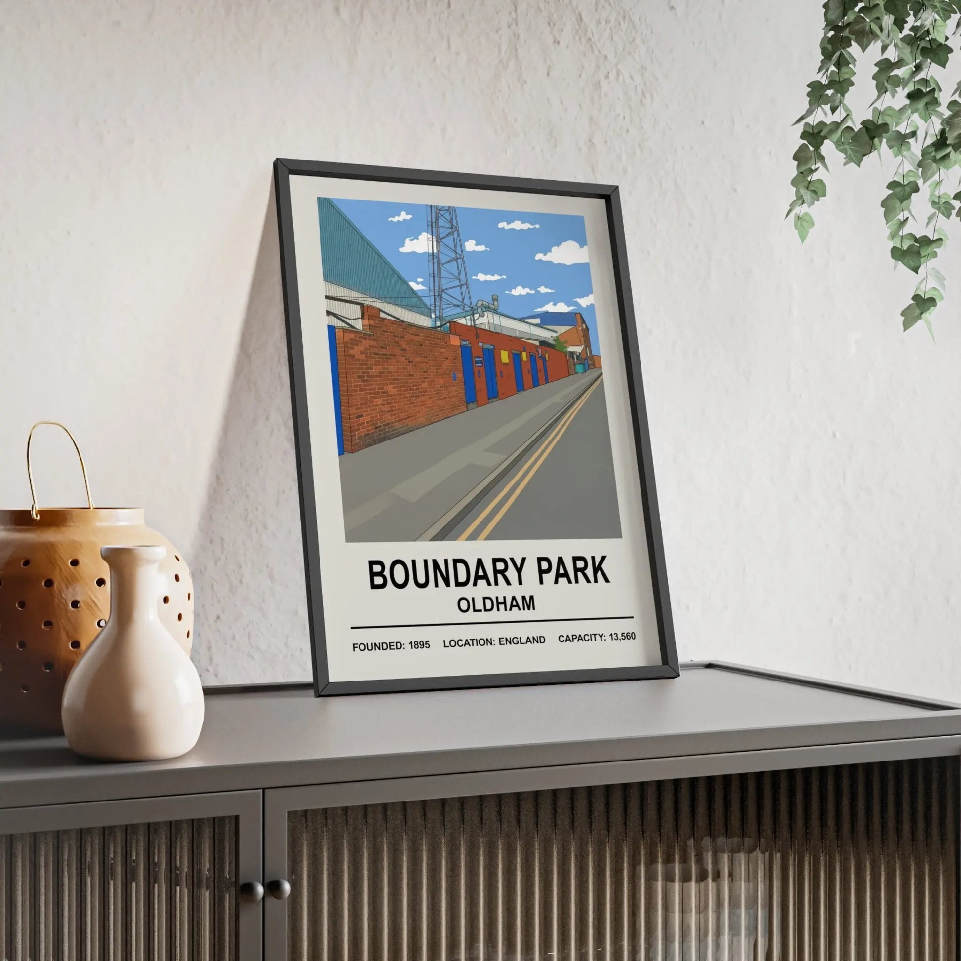Framed Boundary Park Stadium Oldham Athletic poster