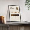 Bourbon Barrel print framed and leaning on a sideboard