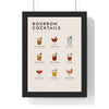 Bourbon Cocktails print framed in a black frame, ready to hang