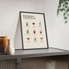 Bourbon Cocktails print framed and leaning on a sideboard