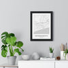 Bournemouth street map poster in white, minimal city map print framed on a living room wall
