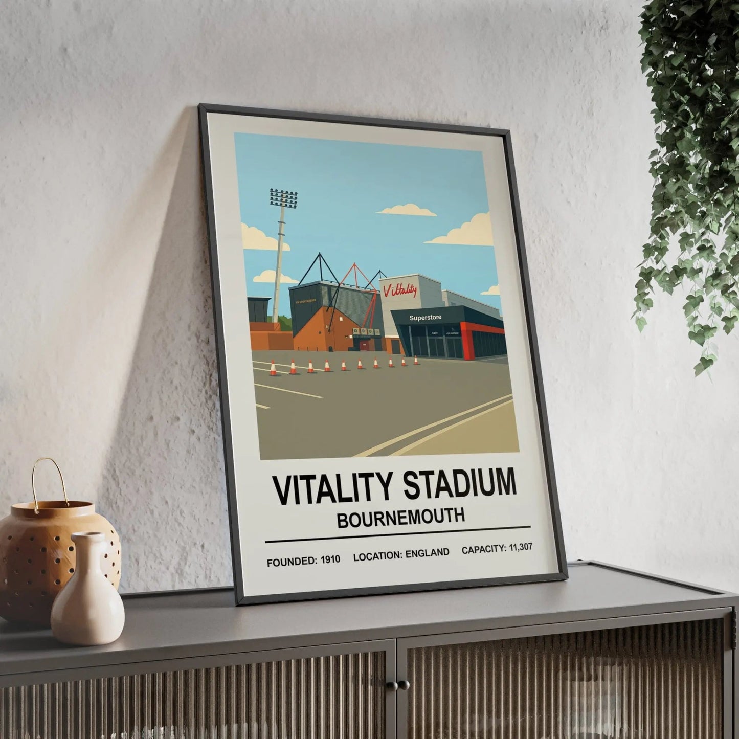 Bournemouth Vitality Stadium Print - Poster Kingz - A5 (unframed) - 
