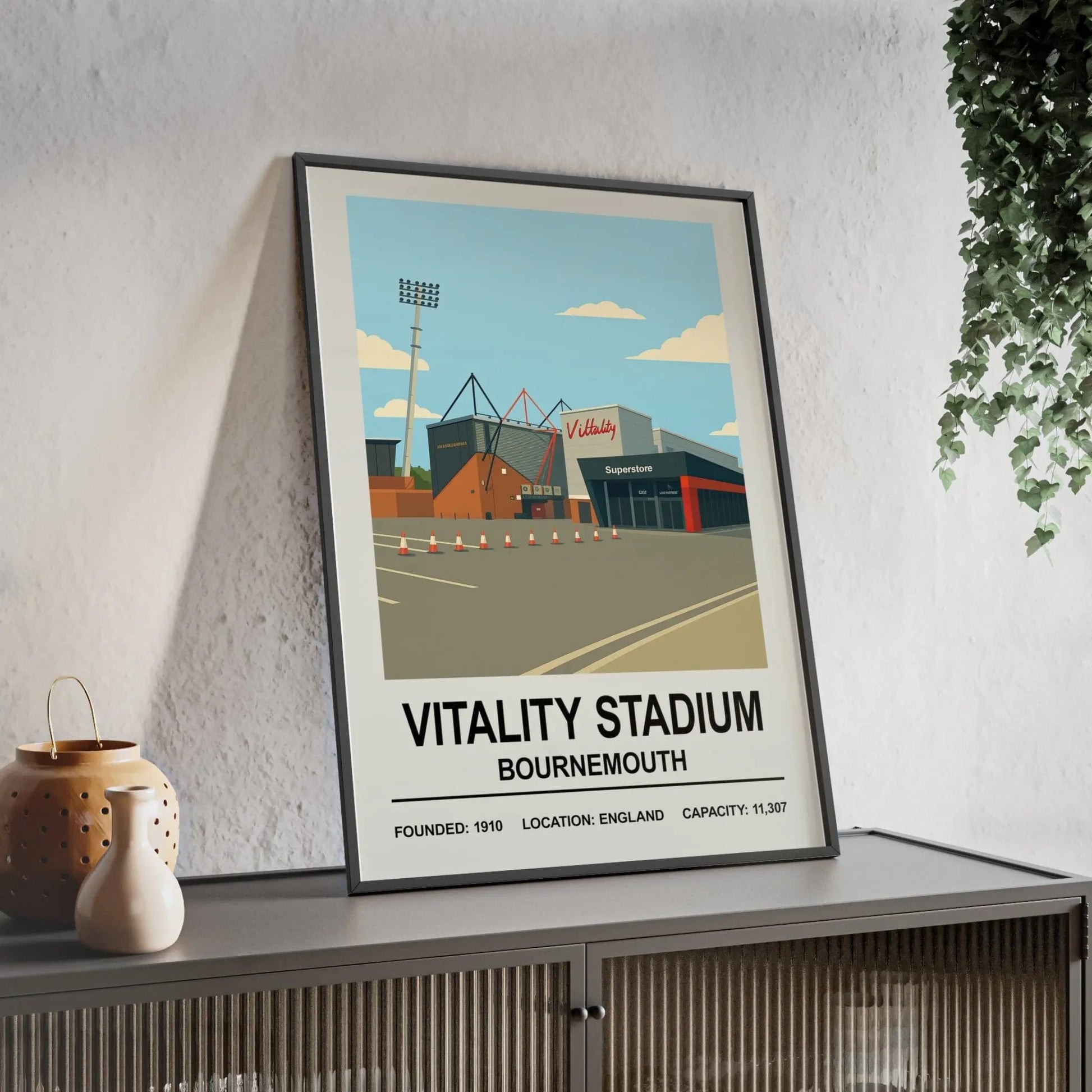 Bournemouth Vitality Stadium Print - Poster Kingz - A5 (unframed) - 