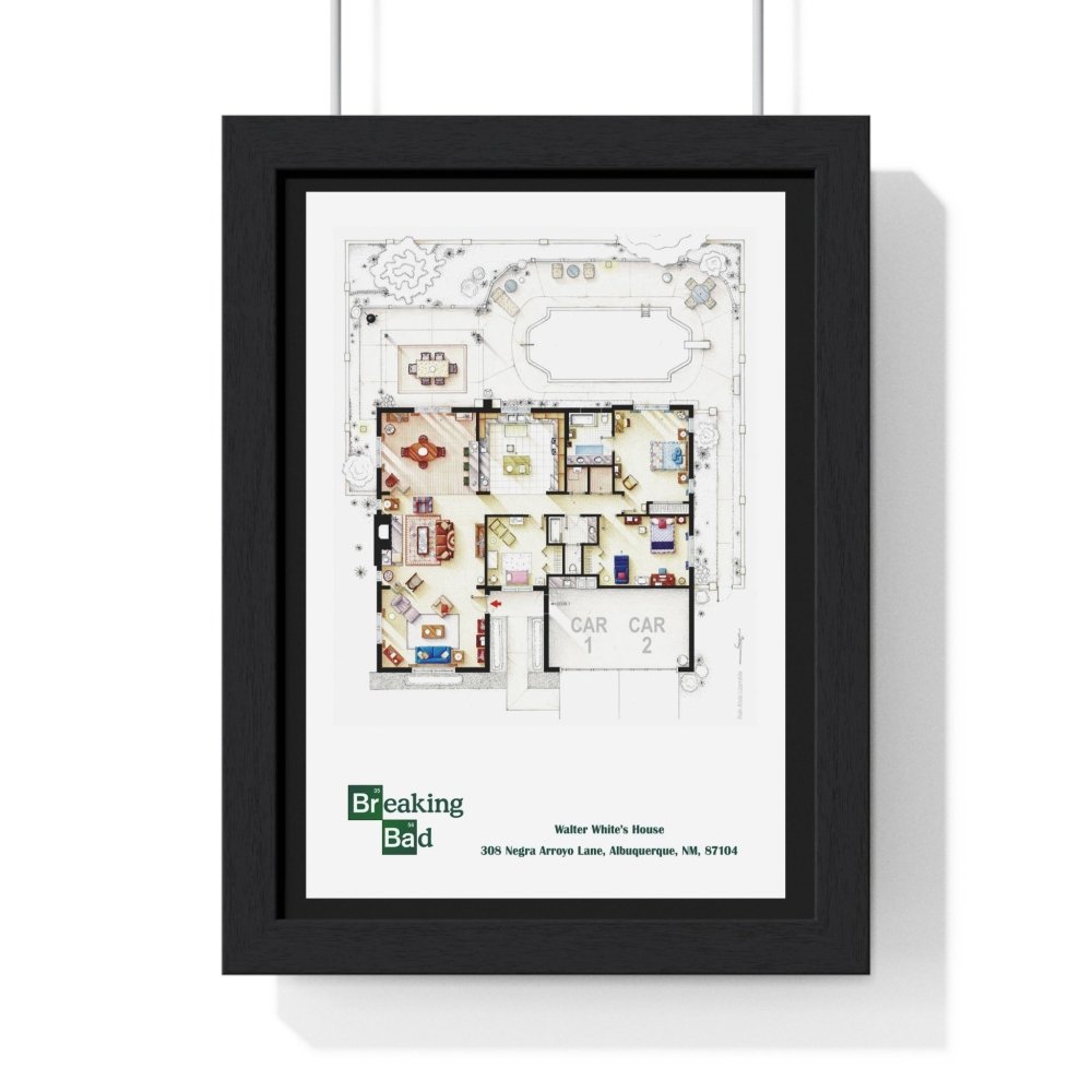 Breaking Bad Walter White's House FloorPlan Poster - Iconic TV Show Blueprint Art - Poster Kingz - A5 (Unframed) - 