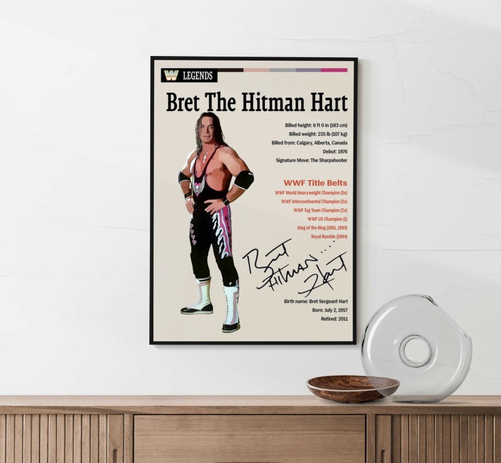 Bret The Hitman Hart Wrestling Poster - Poster Kingz