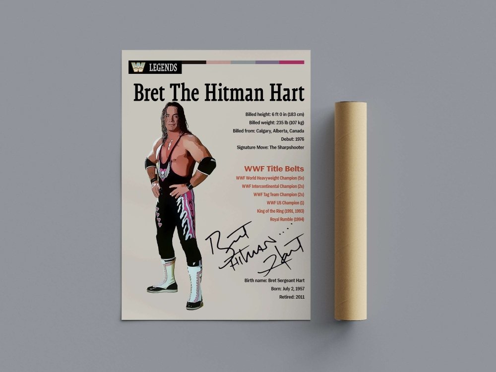 Bret The Hitman Hart Wrestling Poster - Poster Kingz