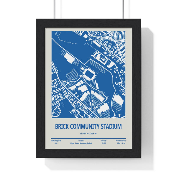 Brick Community Stadium map print framed Wigan Athletic football wall art