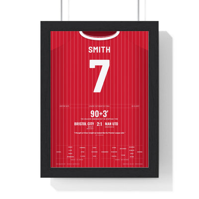 Bristol City 2-1 Man Utd League Cup 2017 Poster - Korey Smith 7 Ashton Gate framed in a black frame, ready to hang