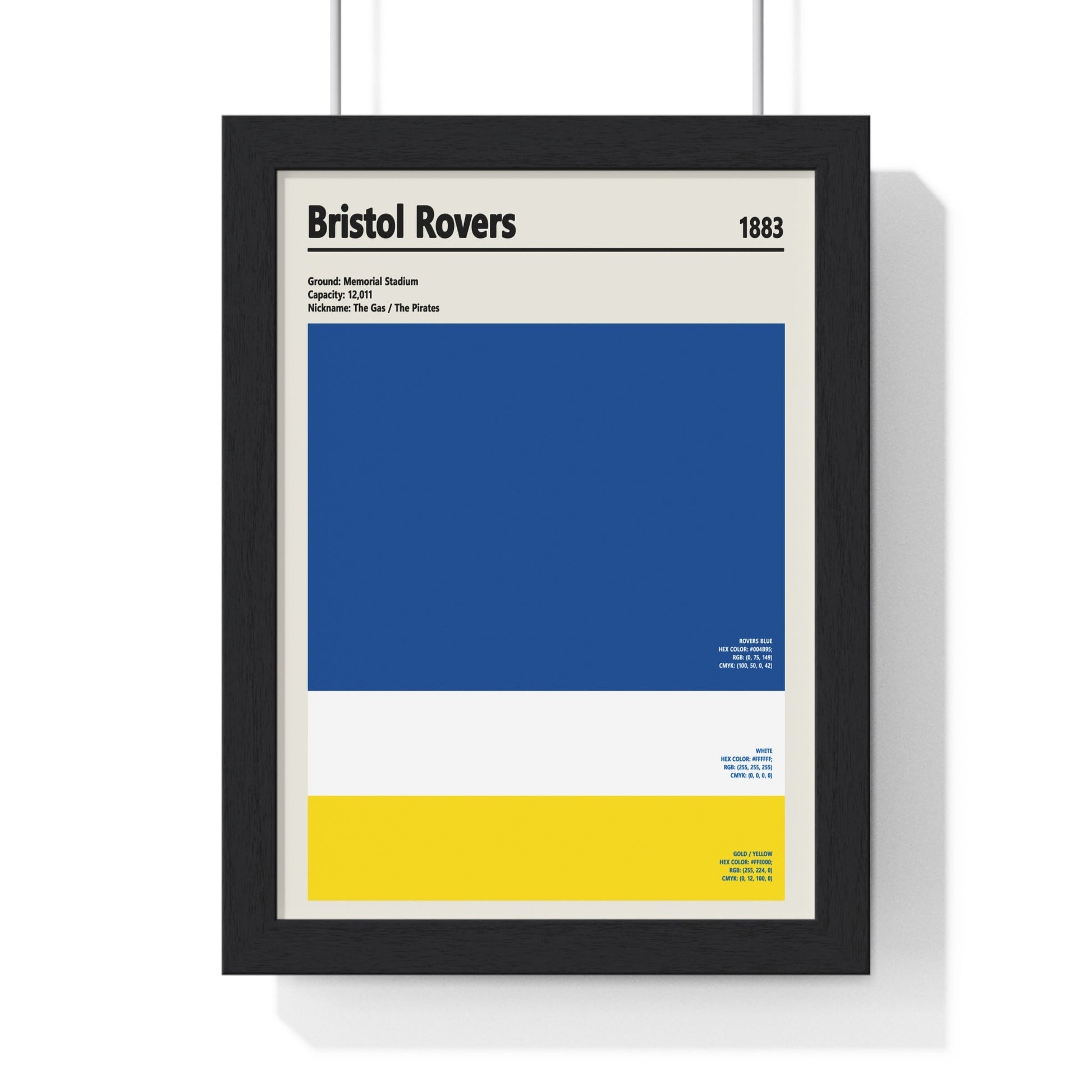 Framed Bristol Rovers colour swatch print