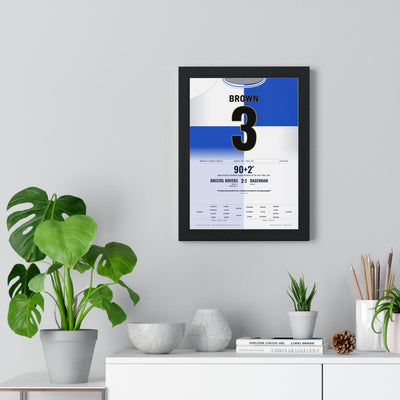 Bristol Rovers Promotion 2016 Poster - Lee Brown 3 Memorial Stadium Shirt Print framed on a living room wall