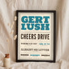 Bristol Sayings Print in a black frame propped up on linen