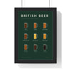 British Beer Styles print framed in a black frame, ready to hang