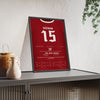 British & Irish Lions 2025 Second Test Poster - Hugo Keenan 15 Winning Try MCG Rugby Print framed and leaning on a sideboard