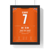 Denver Broncos 1987 AFC Championship Poster - John Elway 7 Drive Jersey Print framed in a black frame, ready to hang