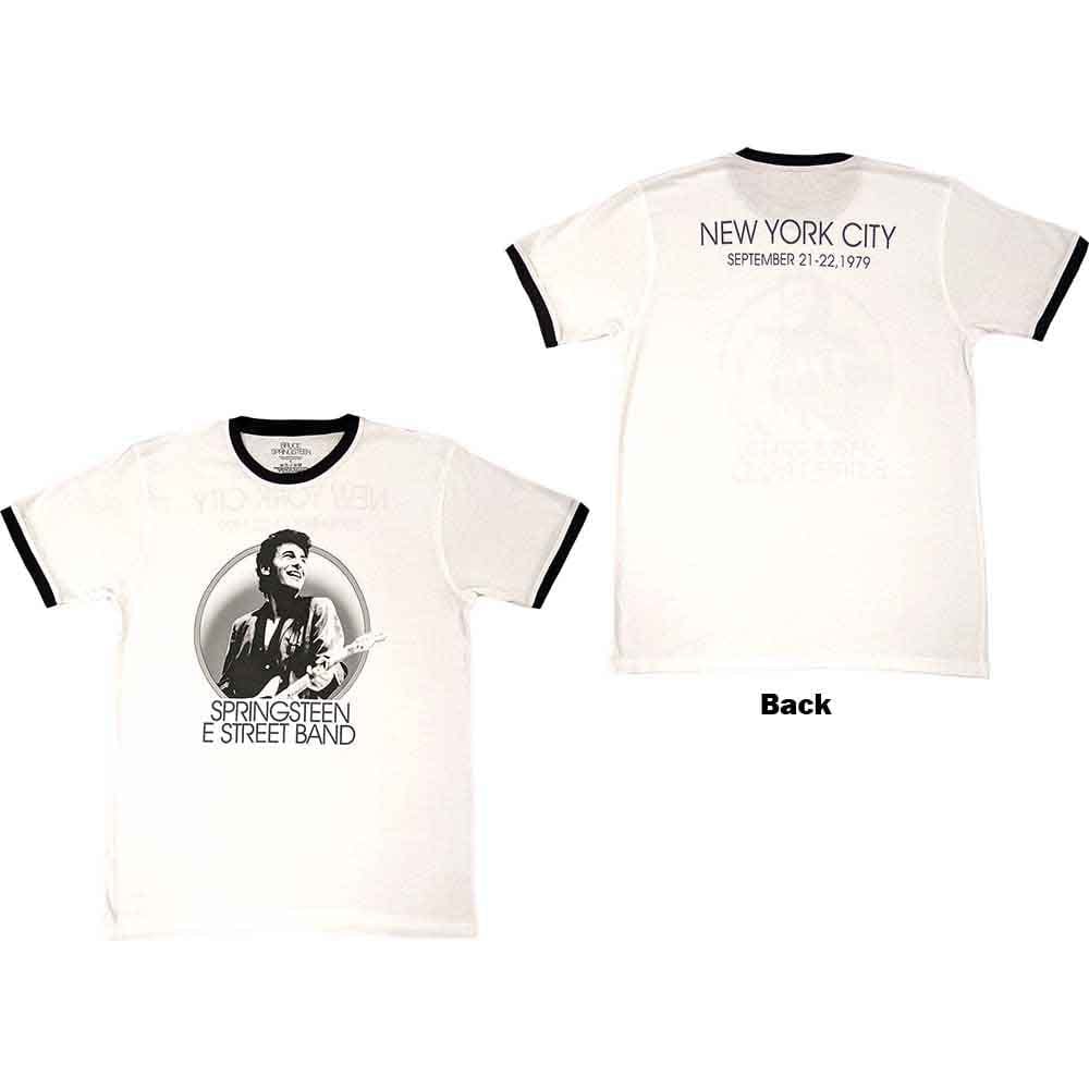 White t-shirt with Bruce Springsteen Unisex Ringer - NYC 1979 (White) Official Merch