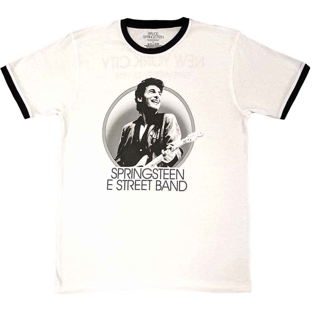 White t-shirt with Bruce Springsteen Unisex Ringer - NYC 1979 (White) Official Merch