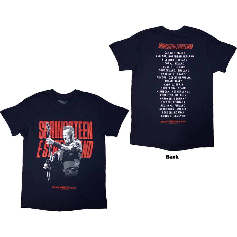 Navy t-shirt with Bruce Springsteen Unisex - Tour '24 Guitar Photo (Navy Blue) Official Merch