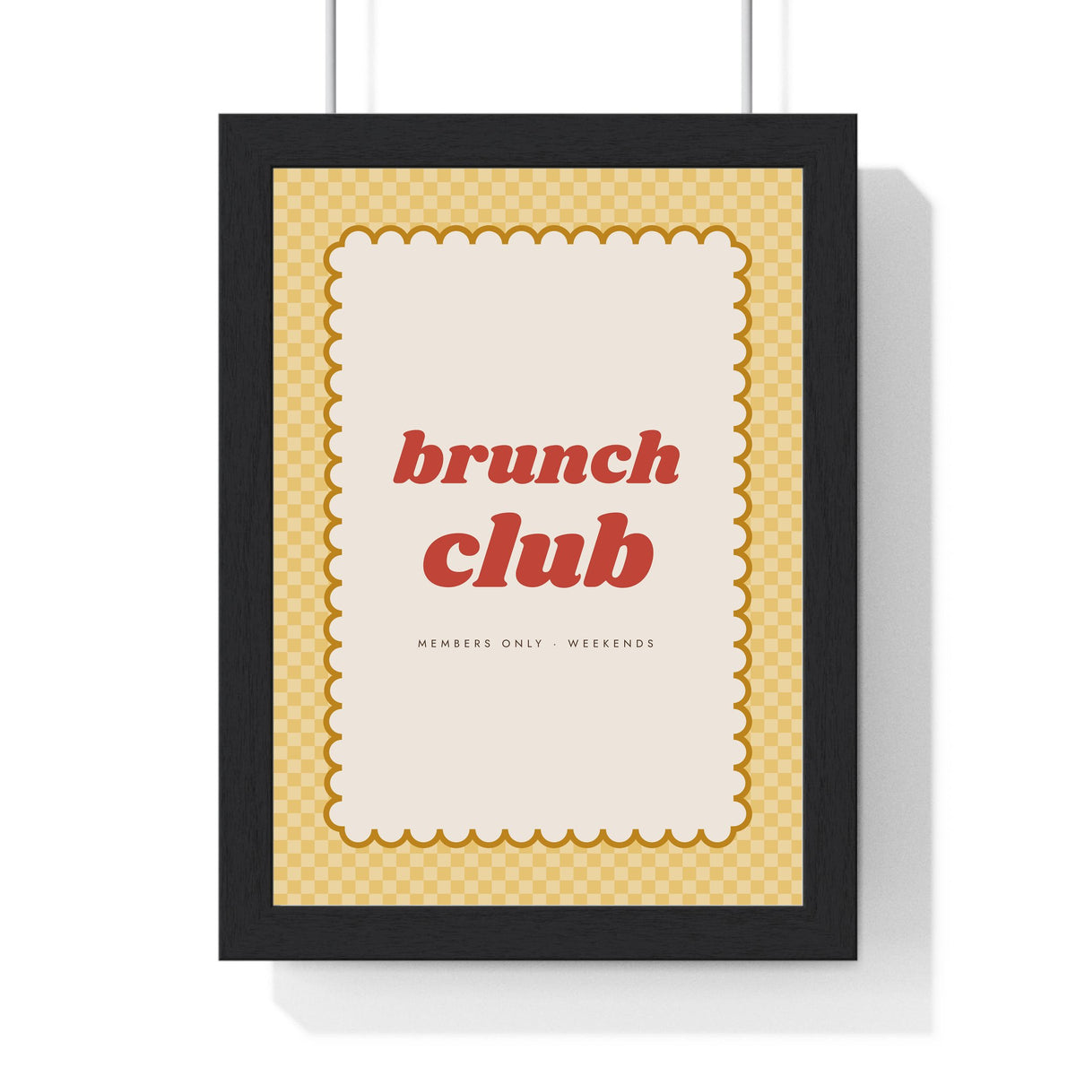 Brunch Club Print framed in a black frame, ready to hang