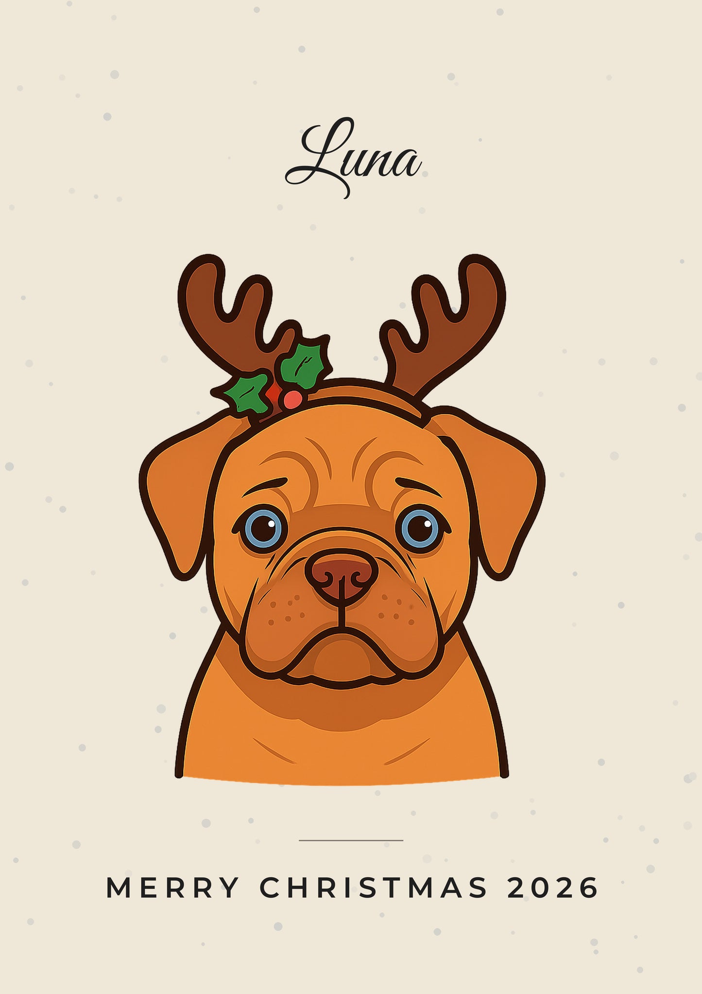 Personalised Christmas Pet Portrait Print | Custom Santa Hat Dog & Cat Art