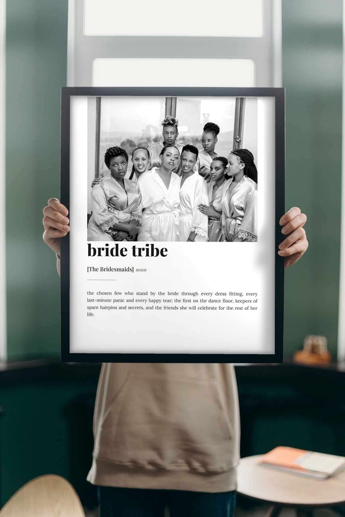 Personalised Bride Tribe Print - Lifestyle - held up in a bright room