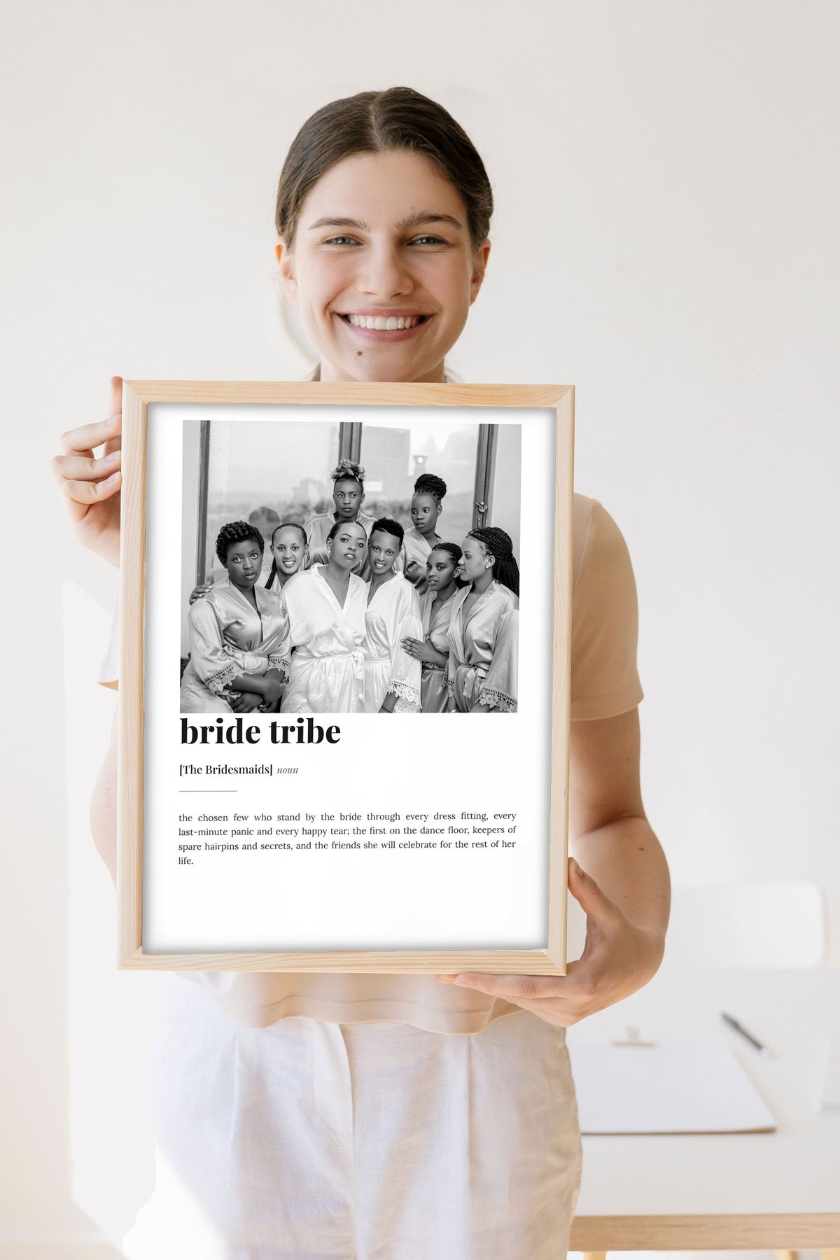 Personalised Bride Tribe Print - Lifestyle - held by a smiling woman