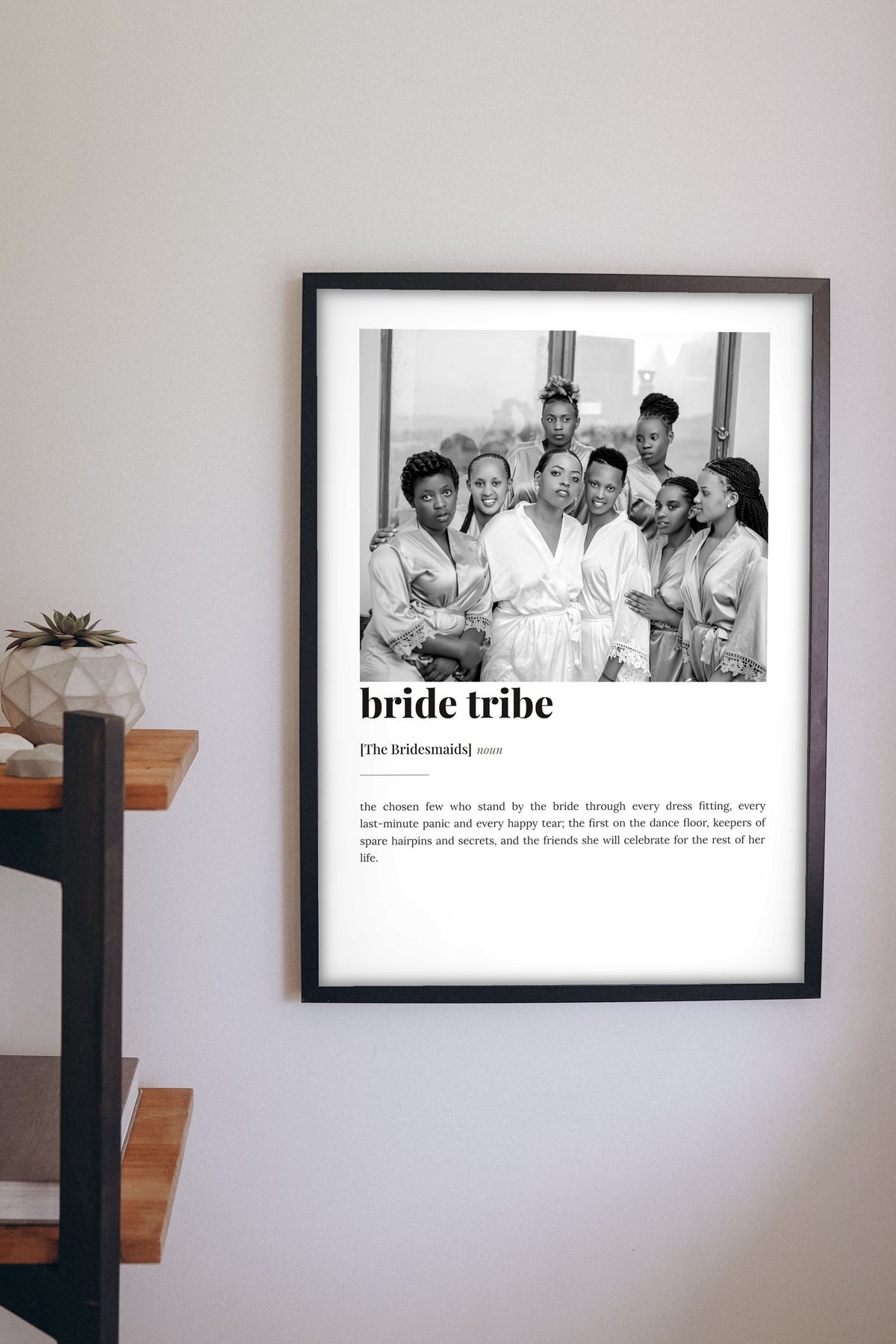 Personalised Bride Tribe Print - Lifestyle - hanging on a living room wall
