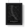 Budapest street map poster in black, minimal city map print framed in a black frame