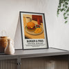Framed Burger & Fries - American Diner Kitchen Print print