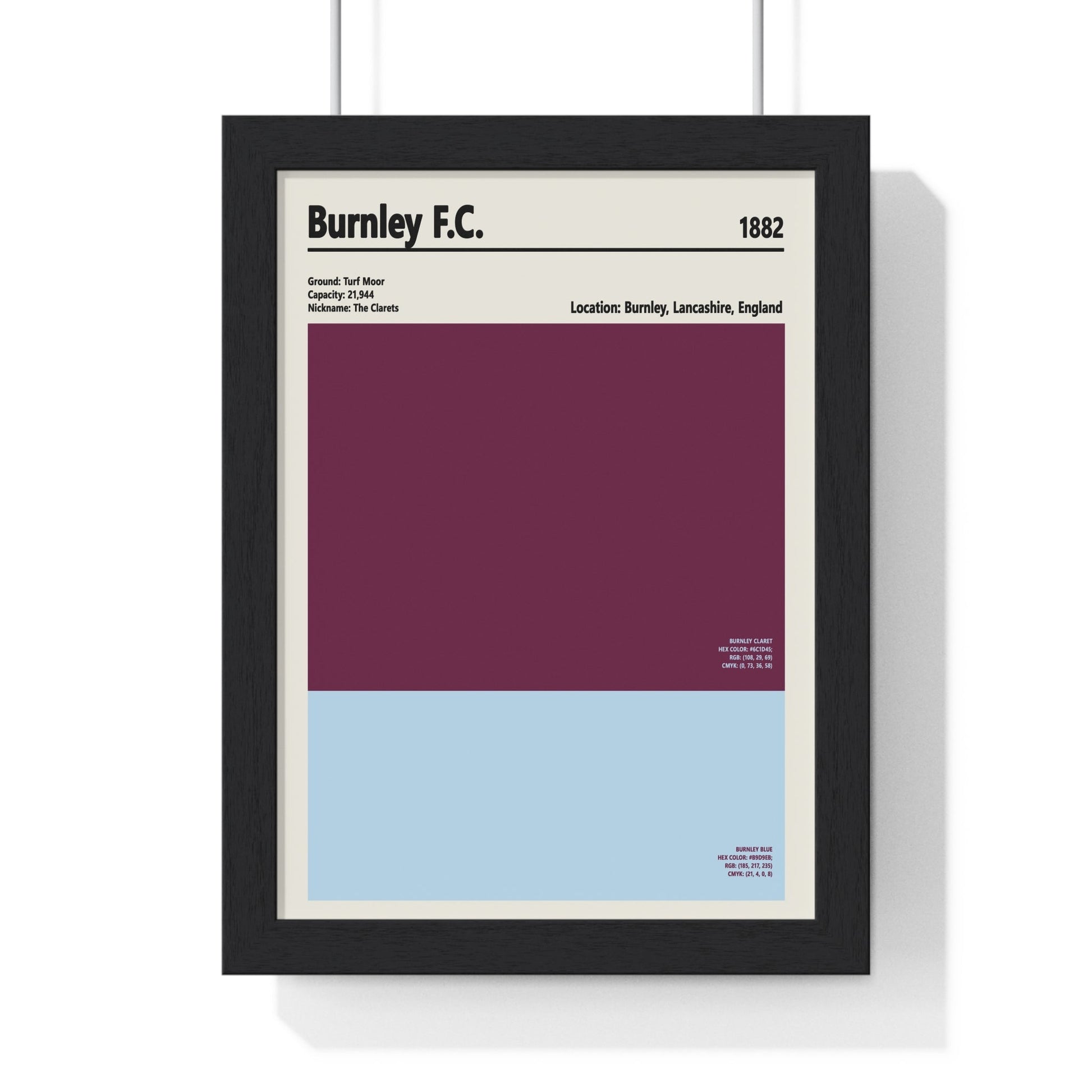Burnley FC Colour Swatch Print - Poster Kingz - A5 (unframed) - 