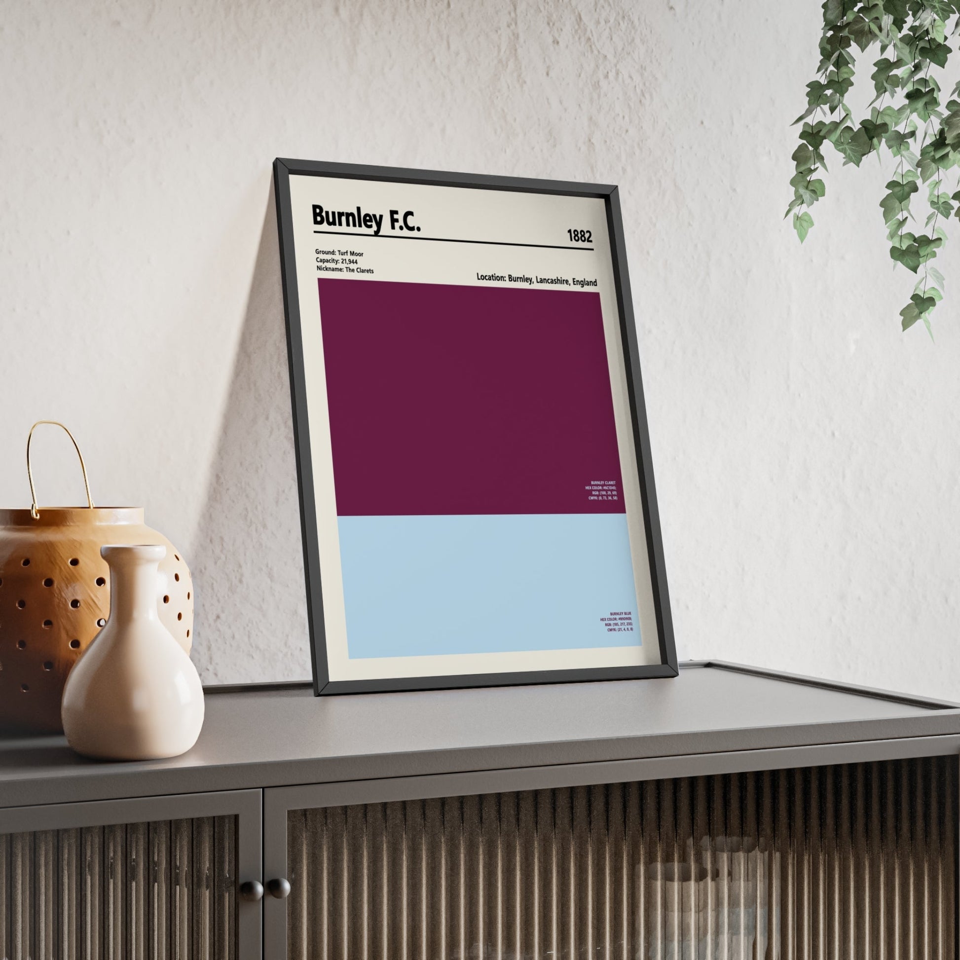 Burnley FC Colour Swatch Print - Poster Kingz - A5 (unframed) - 