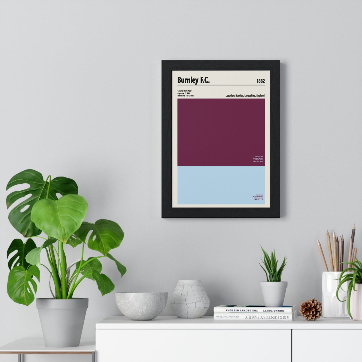 Burnley FC Colour Swatch Print - Poster Kingz - A5 (unframed) - 