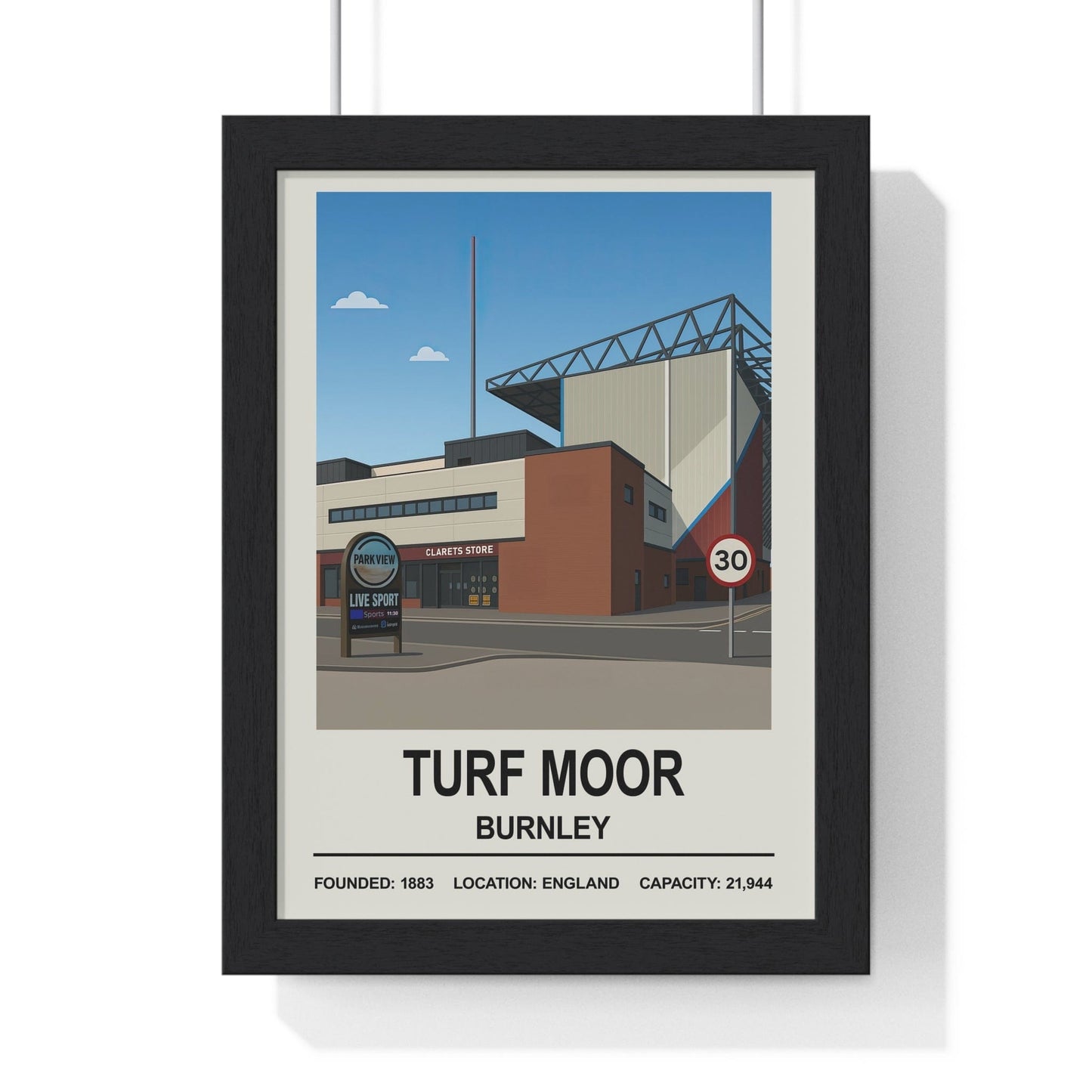 Framed Burnley Turf Moor Stadium poster