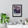 Busch Stadium map print framed on a living room wall