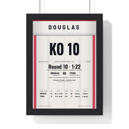 Douglas v Tyson 1990 Boxing Poster framed in a black frame, ready to hang