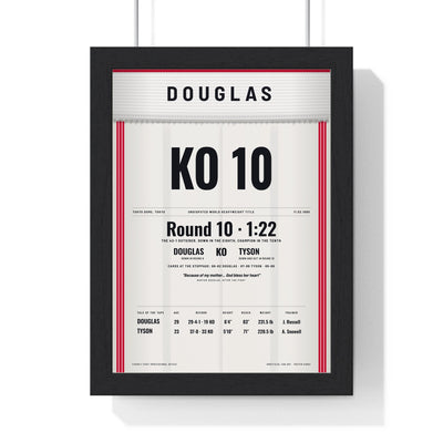 Douglas v Tyson 1990 Boxing Poster framed in a black frame, ready to hang