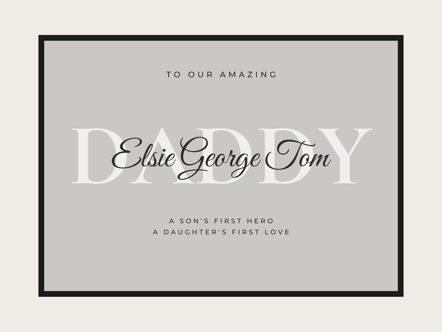 Personalised Daddy Print | Custom Family Names Word Art (Landscape)