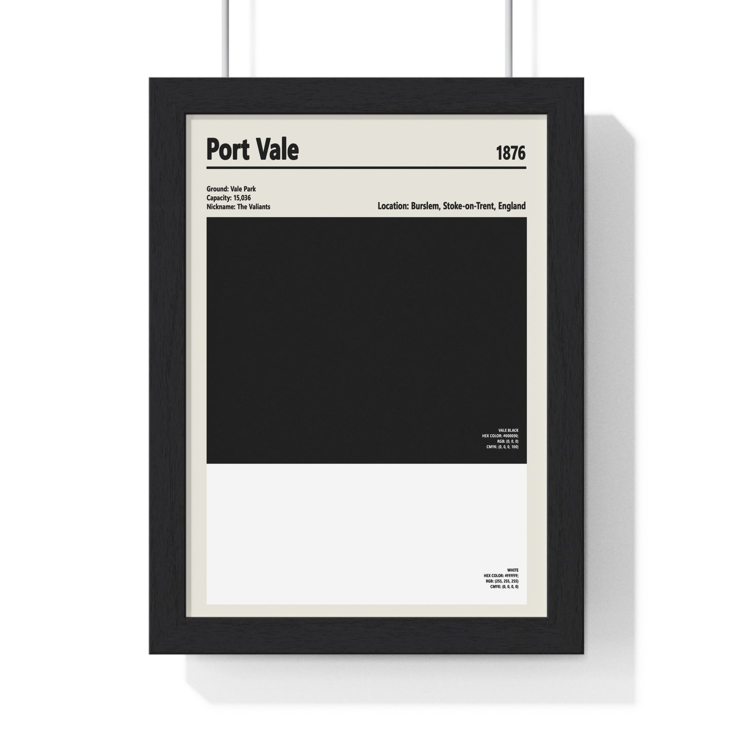 Port Vale colour swatch print black and white