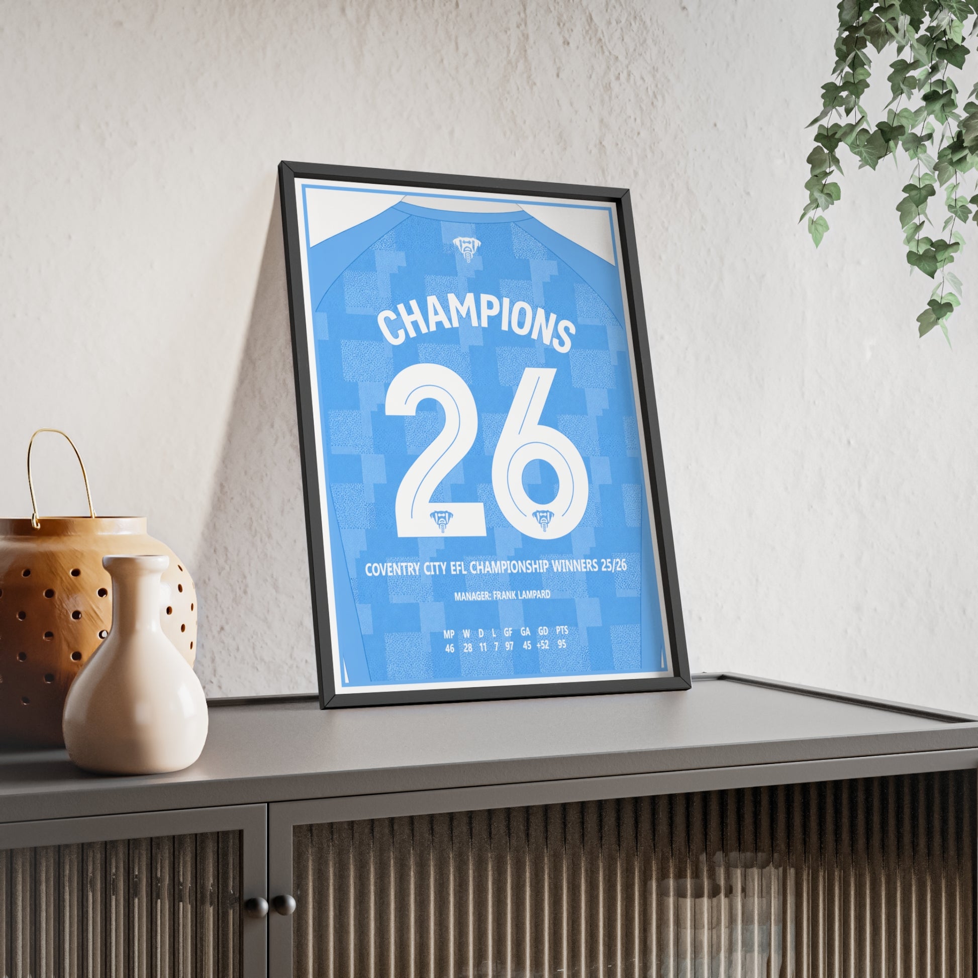 Coventry City EFL Championship Winners 2026 Champions 26 framed poster