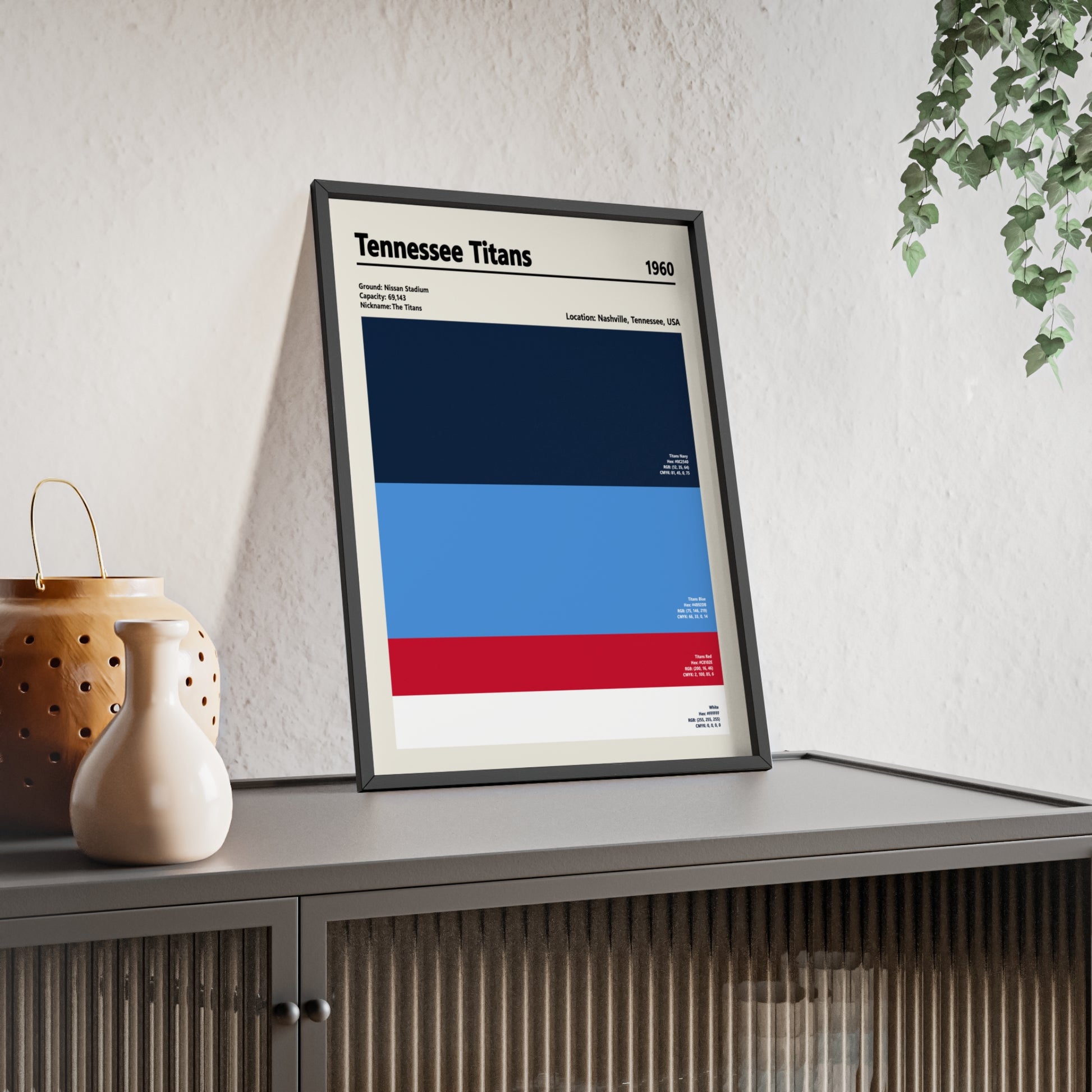 Titans navy blue red colour palette poster