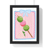 Matcha Hanami Dango poster in black wood frame showing Japanese-inspired matcha and dango illustration