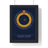 Caesar Cipher Wheel print framed in a black frame, ready to hang