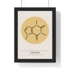 Caffeine Molecule print framed in a black frame, ready to hang